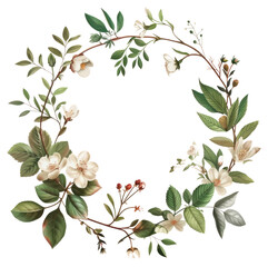 PNG Elegant floral wreath illustration