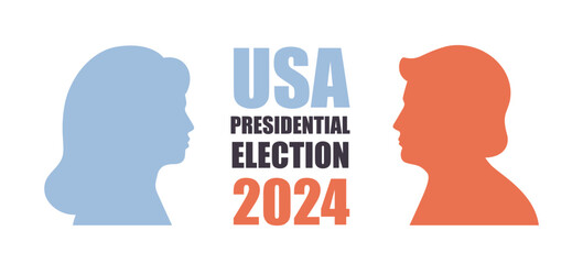 2024 United States of America Presidential Election. Political debates concept with candidates. Vector illustration in flat style