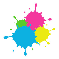 Multicolor Paint Splatter Vector Illustration - Pink, Green, Blue, Yellow - SVG Files, Cricut Files, Vector Clipart, T-Shirt Graphics