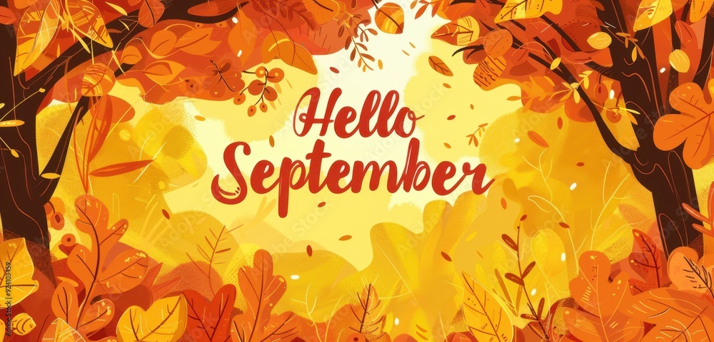 Poster soothing fall background in orange and yellow with text reading 