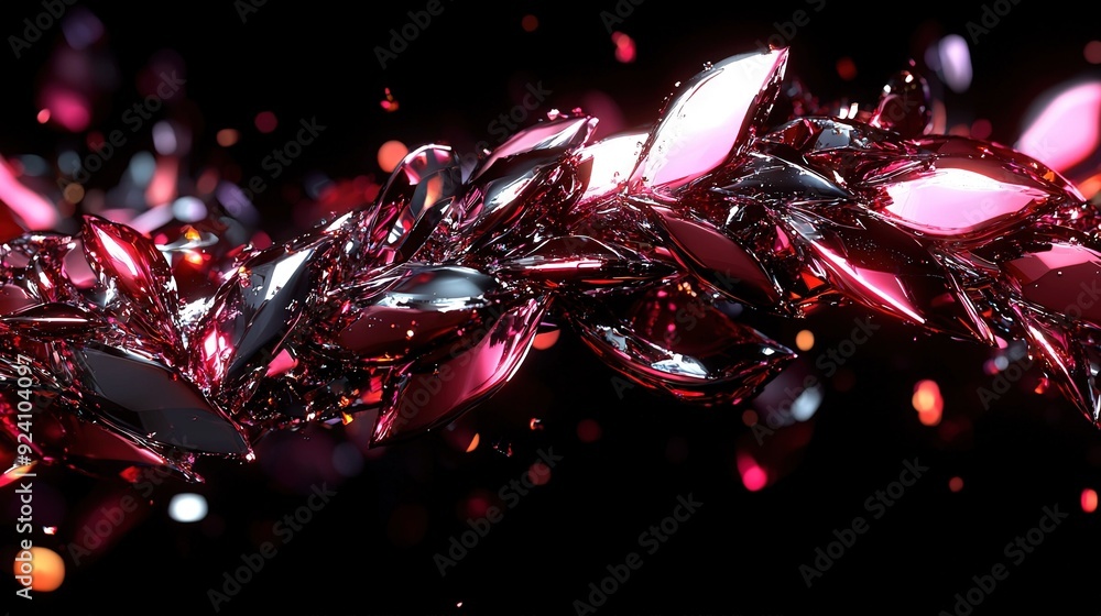Poster a high-resolution image showcases a detailed close-up of a sparkling object against a dark backdrop,