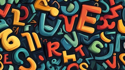 A seamless background featuring an alphabet pattern, illustrated in vector format.
