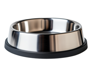 Stainless steel pet food bowl with rubber base for stability
