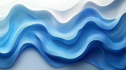 Fototapeta premium Rippled waves of blue fabric create a soothing abstract pattern on a light background