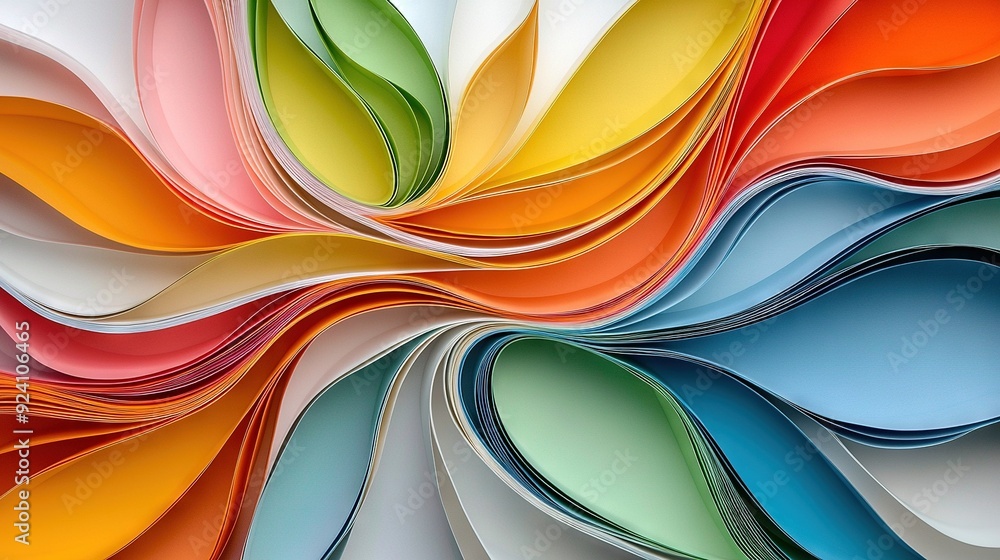 Poster a close-up photo of a colorful background featuring a spiral pattern at its base