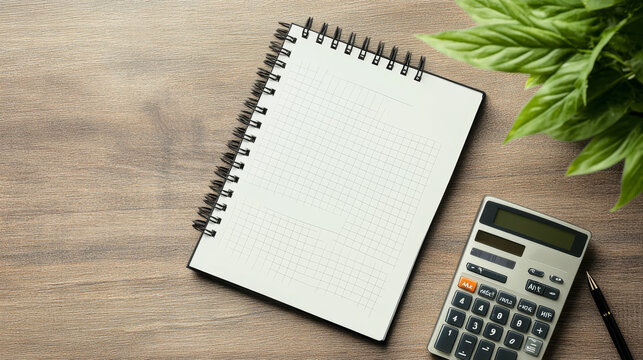  image is ideal for use in content related to financial planning, business transactions, and paycheck processing. The clean, professional presentation of the blank cheque book, pen, and calculator