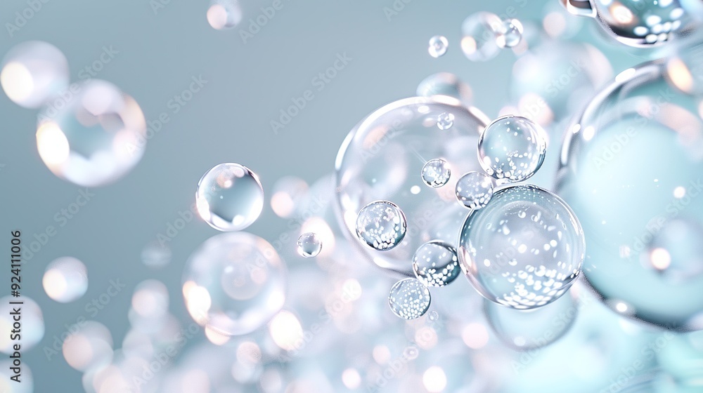 Poster a cluster of air bubbles hovering over a cerulean sea with splashes of h2o below