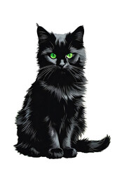 Obraz premium Black cat with green eyes 