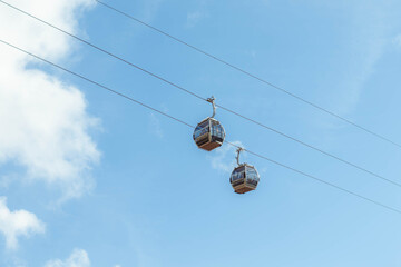 cable car on the sky background In the city of Porto in Portugal 