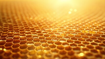    a honeycomb, with sunlight illuminating it from behind, offers an intense close-up view