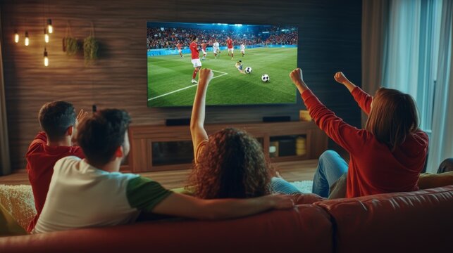 Friends Celebrating Sports at Home