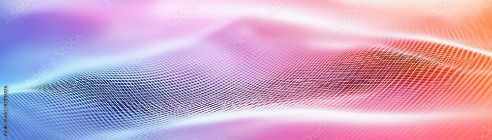 Poster abstract colorful wave pattern with gradient hues of blue, pink, and orange, creating a dynamic and 