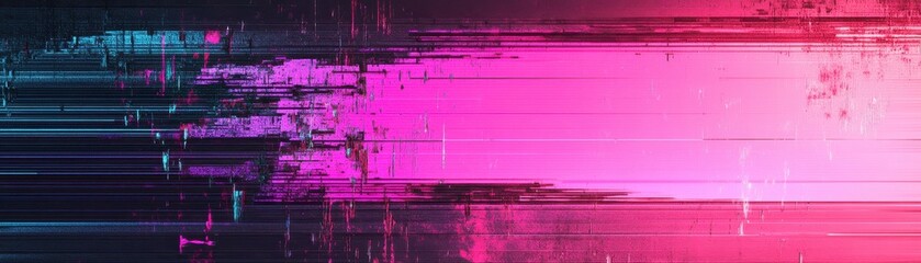 Naklejka premium Abstract digital glitch background with vibrant pink and blue hues, ideal for technology and futuristic themes.