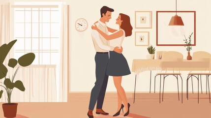 Romantic Couple in a Cozy Home