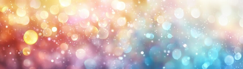 Obraz premium Colorful bokeh background with vibrant light circles in various shades creating a dreamy and festive atmosphere.