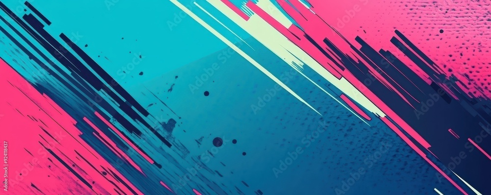 Poster dynamic abstract background with vibrant pink and teal brush strokes creating a colorful and energet