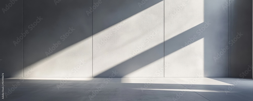 Poster empty modern interior with natural light casting shadows on the concrete walls and floor. minimalist