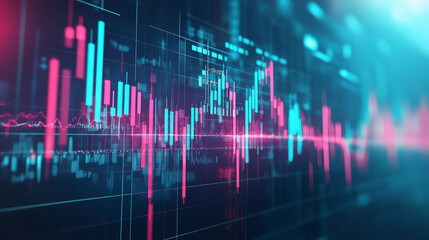 financial analysis presentations, investment reports, or digital dashboards focused on stock market analysis and economic data.