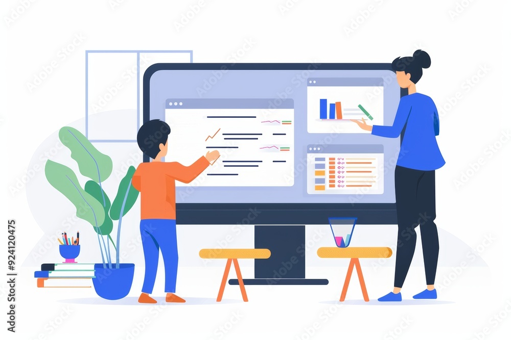 Poster personalized learning plan setup for child on educational platform with progress reports and recomme