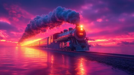 With the night train through Europe! The composition conveys excitement and anticipation. Clean, graphic style with bright colors
