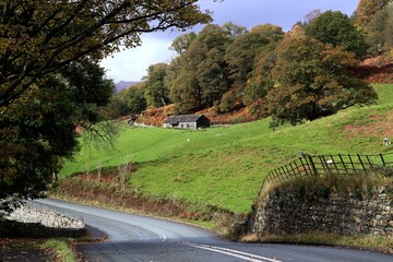 Peaceful countryside of England in Lake District