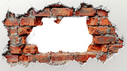 A brick wall with a hole in it