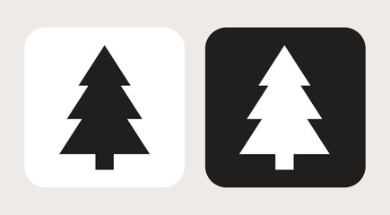 Fototapeta premium Christmas tree simple icon. Black and white. 