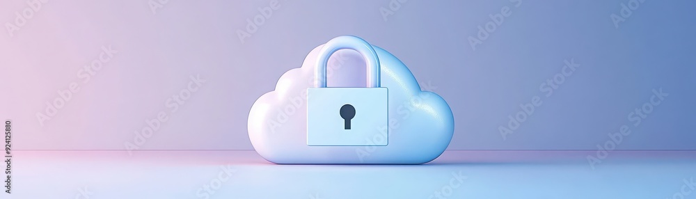 Poster a secure cloud storage concept featuring a padlock symbolizing data protection and privacy in the di