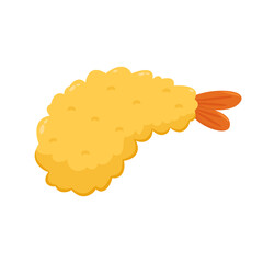 Tempura fried shrimp vector isolated illustration. Tempura fried shrimp on white background.