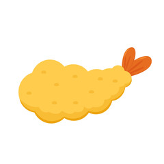 Tempura fried shrimp vector isolated illustration. Tempura fried shrimp on white background.