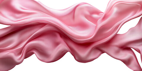 Obraz premium Close-up of flowing pink fabric with delicate folds, creating a soft and romantic texture, ideal for backgrounds, fashion design, or branding that emphasizes femininity and elegance.