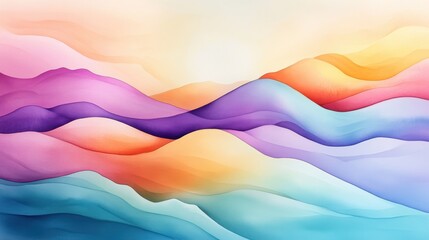 Fototapeta premium A vibrant abstract landscape with flowing waves of pastel colors, creating a serene and calming visual experience.