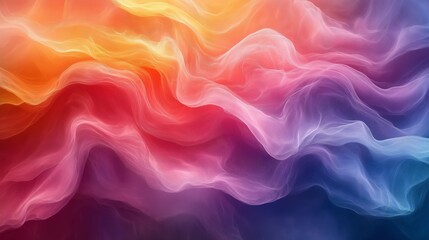 Obraz premium Colorful abstract waves flow gracefully across the canvas in vibrant hues of orange, pink, purple, and blue