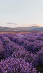 Obraz premium A field of lavender flowers in bloom. AI.