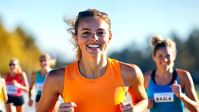 Inspirational disabled athlete fiercely competing in a marathon, showcasing resilience and breaking barriers.