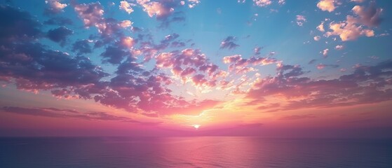 Fototapeta premium Tranquil Twilight Sky in with Pastel Gradient Colors and Ethereal Wispy Clouds for a Magical Atmosphere