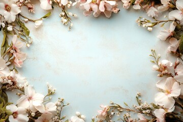Elegant floral border with vibrant flowers lush greenery on light background. Ideal for decorative designs wedding invitations or romantic designs valentines day, mother's day, women's day