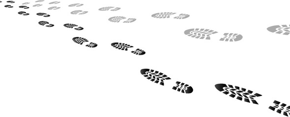 footprint shoe sole tracking path on transparent background, shoe footprint path vector