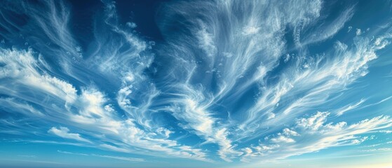 Obraz premium Serene Skies â€“ Tranquil Landscape with Wispy Cirrus Clouds, Perfect for Nature Travel Scenes