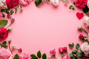 Elegant floral border with vibrant flowers lush greenery on light background. Ideal for decorative designs wedding invitations or romantic designs valentines day, mother's day, women's day