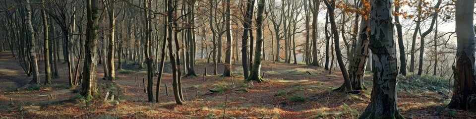 Fototapeta premium Trees marked for removal in varied forested area