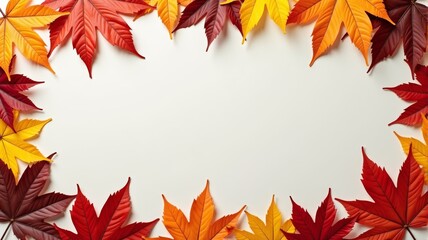 Fototapeta premium Beautiful Autumn Leaves Border Illustration for Seasonal and Thanksgiving Designs