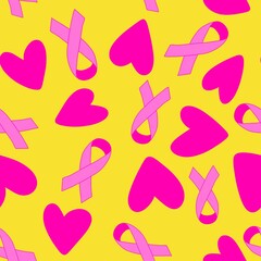 Breast cancer month seamless pink ribbon day mammogram pattern