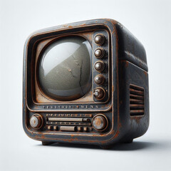 Vintage Television in the white background