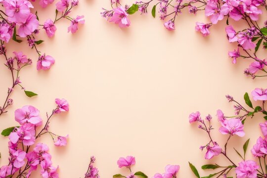 Elegant floral border with vibrant flowers lush greenery on light background. Ideal for decorative designs wedding invitations or romantic designs valentines day, mother's day, women's day