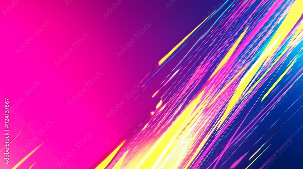 Poster vibrant abstract background with colorful lines creating fast motion on gradient backdrop, perfect f