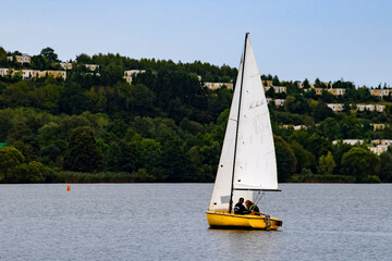 Small sailing boat on a lake in Germany