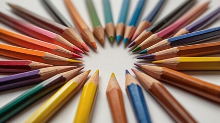 Fototapeta premium color pencils on white background , AI Generated.