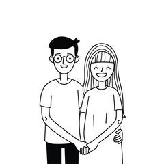 Simple line drawing of a couple holding hands, minimalistic style.
