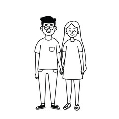 Simple line drawing of a couple holding hands, minimalistic style.
